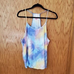Cute Tie Dye Print Swing Tank pastel colors